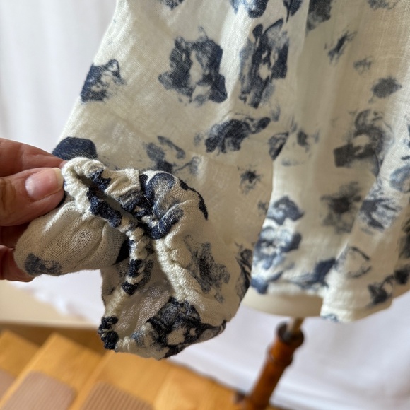 J MCLAUGHLIN CONSTANCE LINEN BLOUSE IN PAINTED LEOPARD BUTTON FRONT GAUZY S - Picture 7 of 11